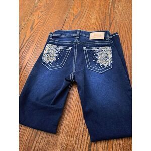 Angel Jeans Women’s Juniors Size 5/25 Embellished Bootcut Dark Denim ANGP4721